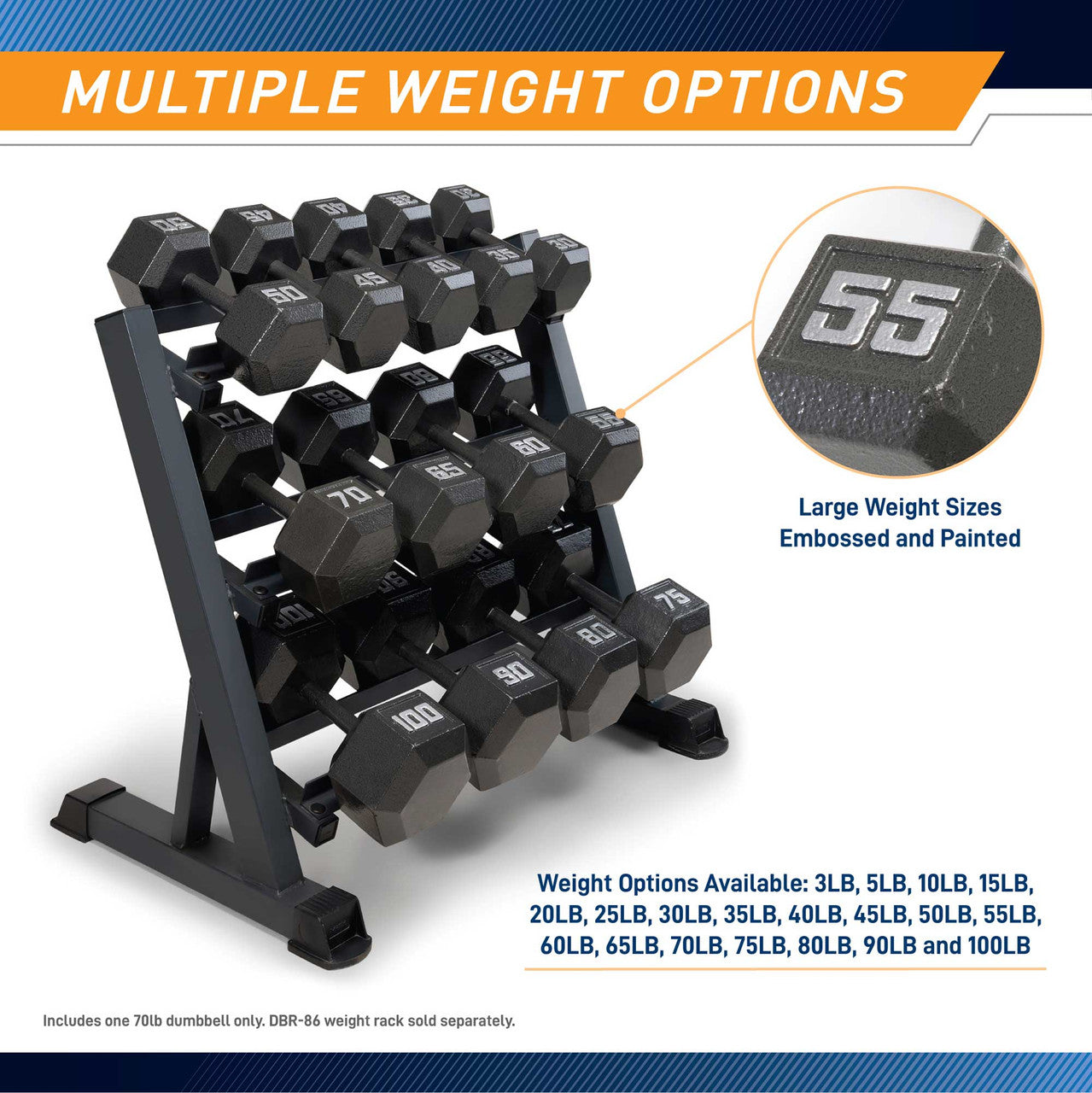 Marcy 70lb Hex Dumbbell | IV-2070