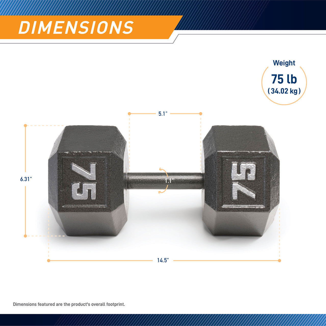 Marcy 75lb Hex Dumbbell | IV-2075