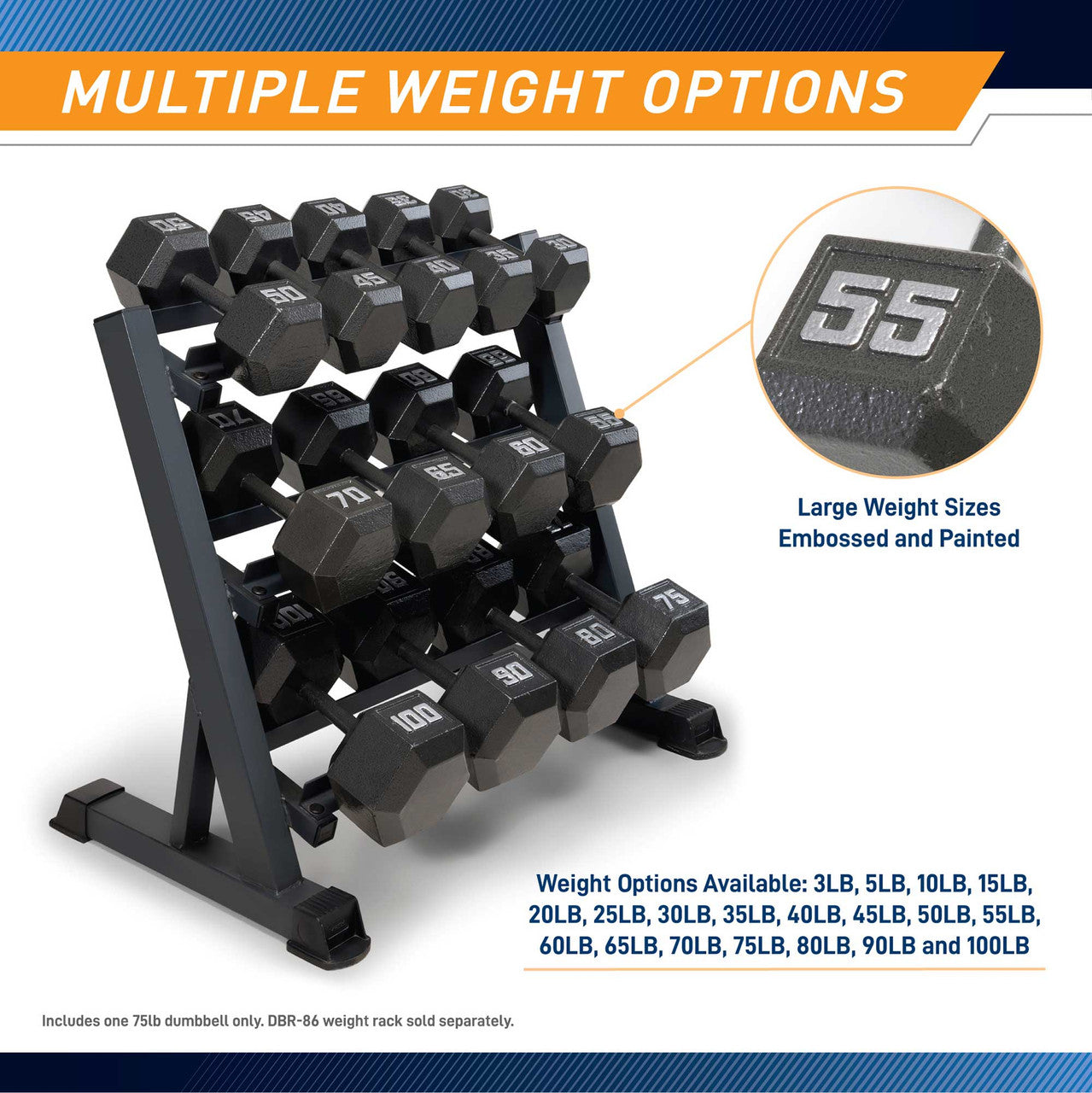 Marcy 75lb Hex Dumbbell | IV-2075