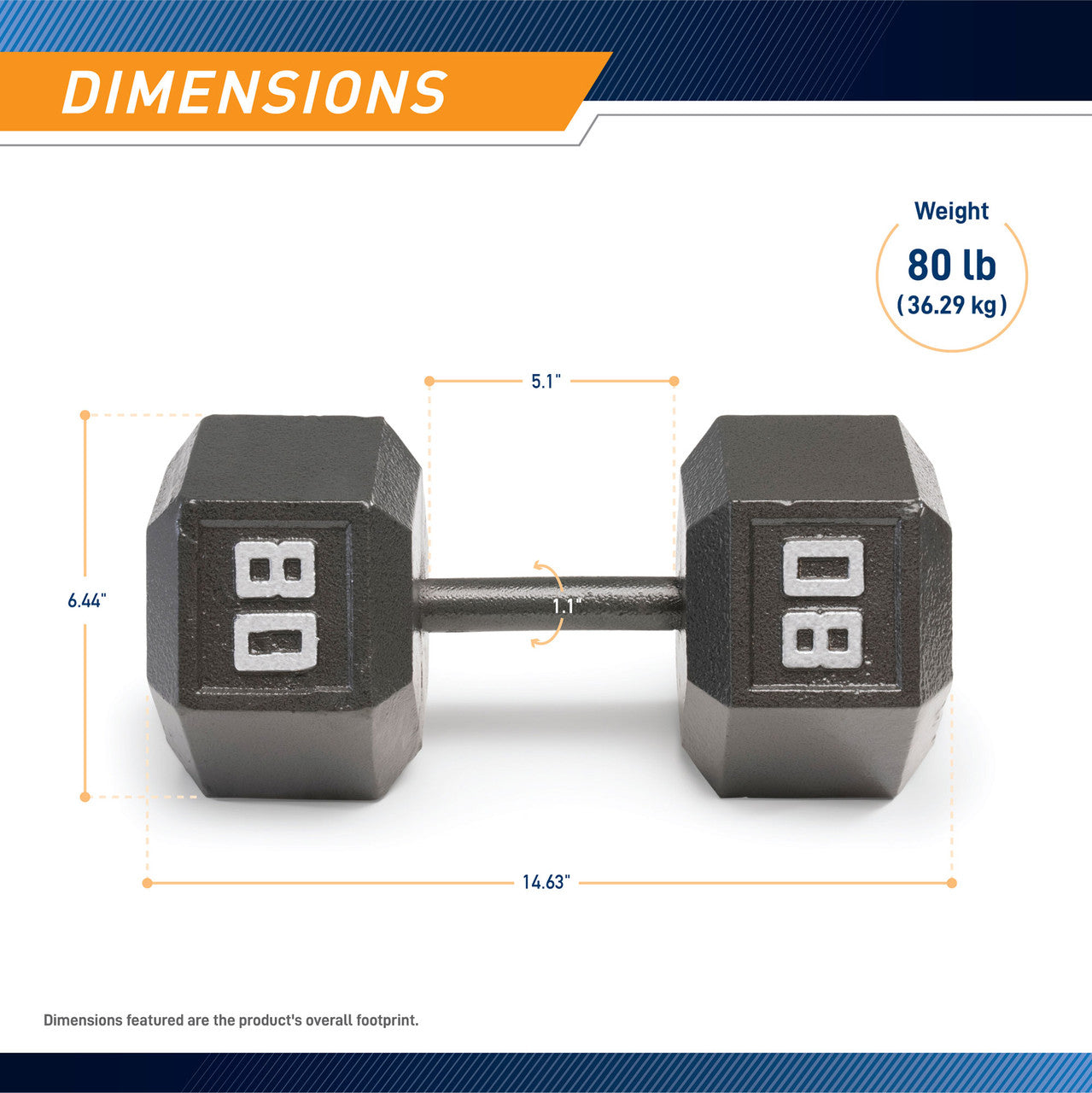 Marcy 80lb Hex Dumbbell | IV-2080