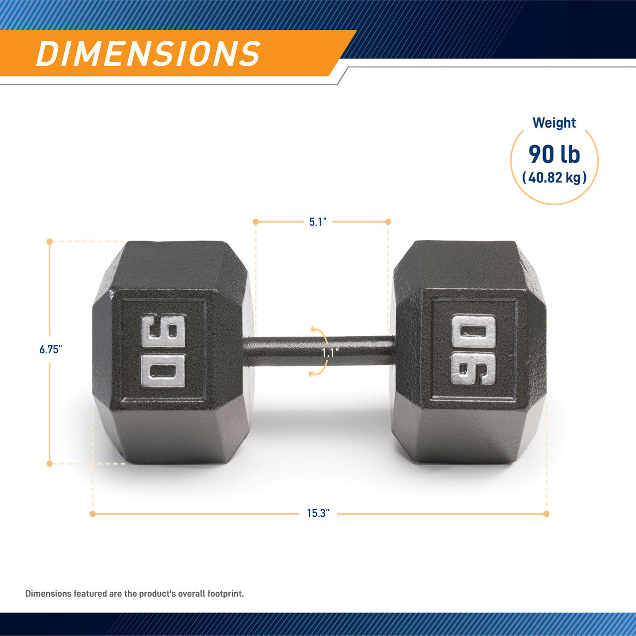 Marcy 90lb Hex Dumbbell | IV-2090