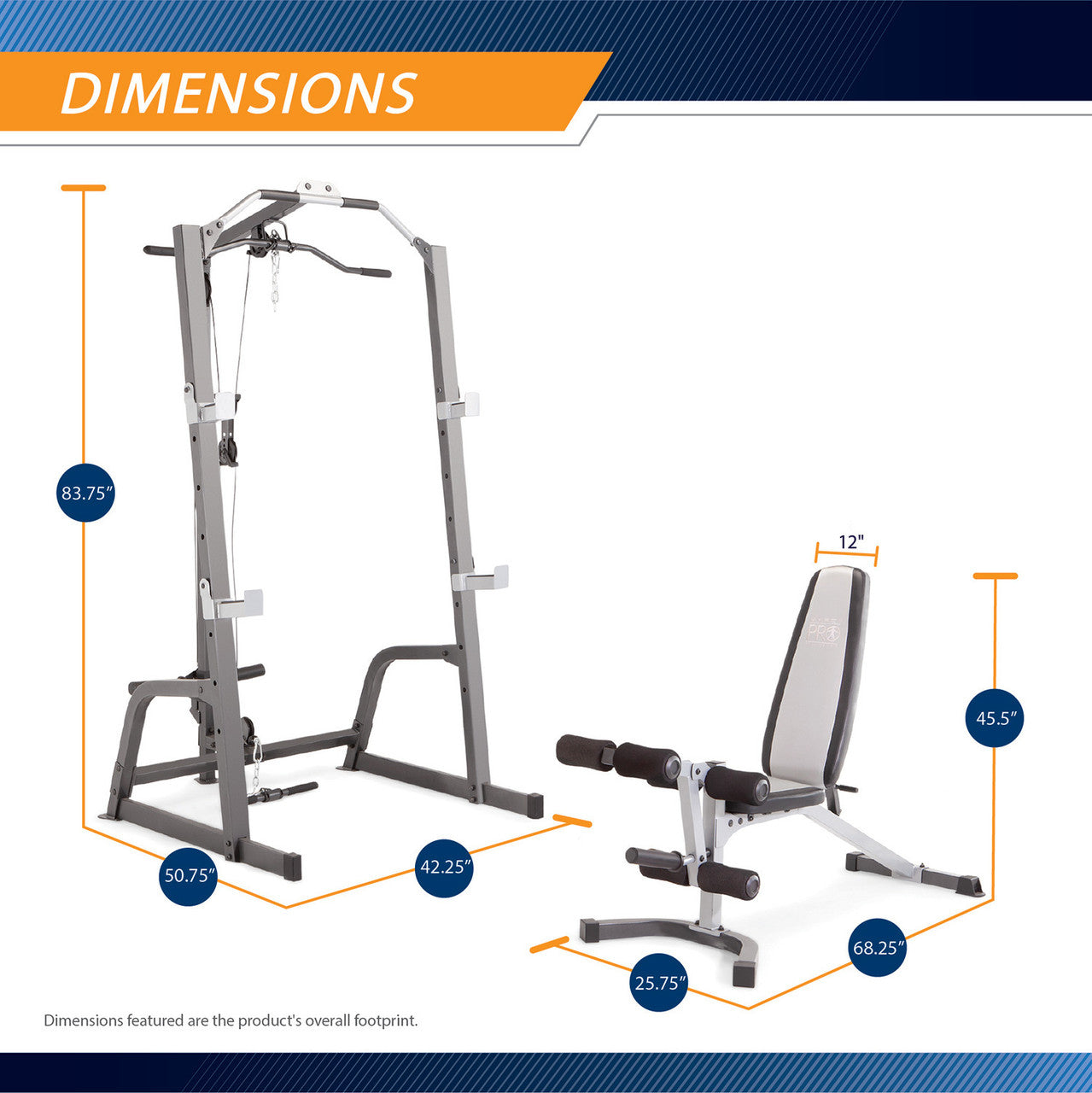 Marcy Pro Deluxe Cage System with Weight Lifting Bench | PM-5108