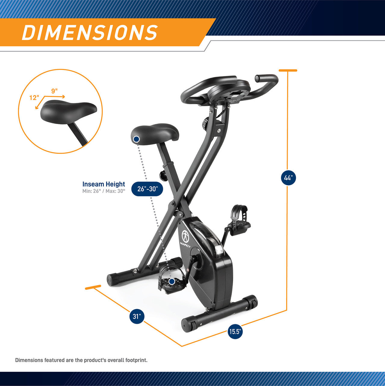Marcy Foldable Bike in Black | NS-654