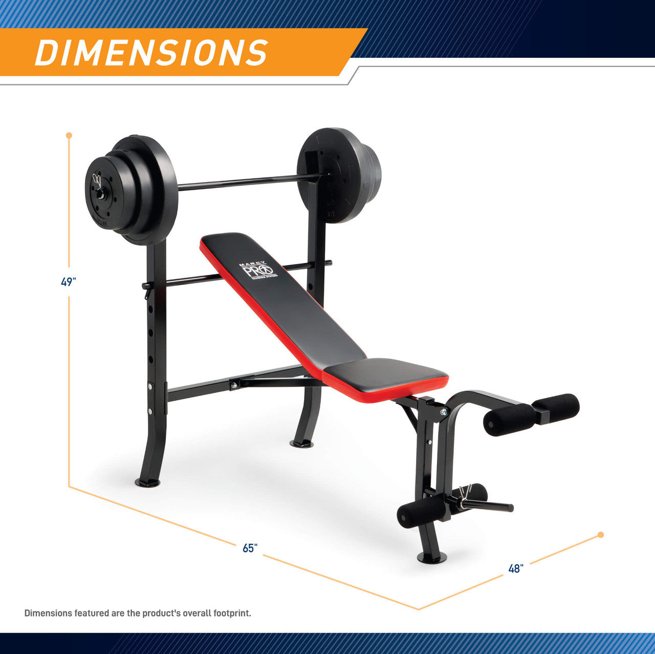 Marcy Pro Standard Weight Bench with 100 lb Weight Set | PM-2084