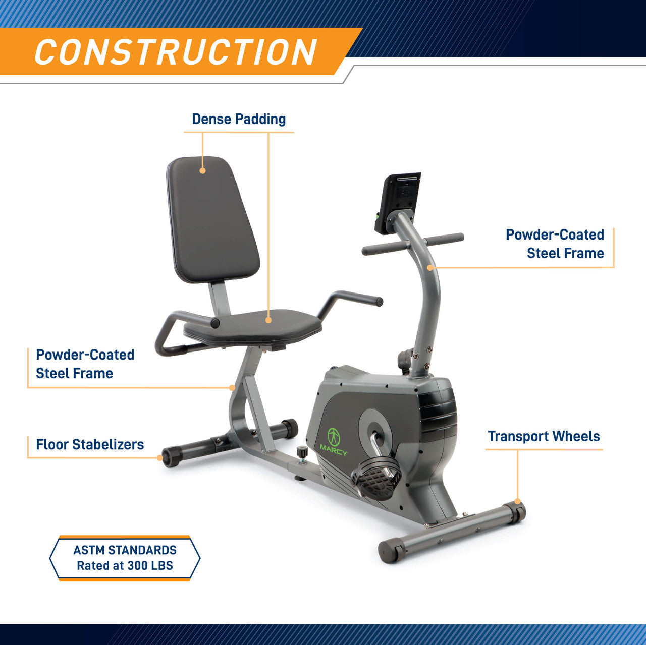 Marcy Recumbent Exercise Bike Adjustable Magnetic Resistance | NS-1206R