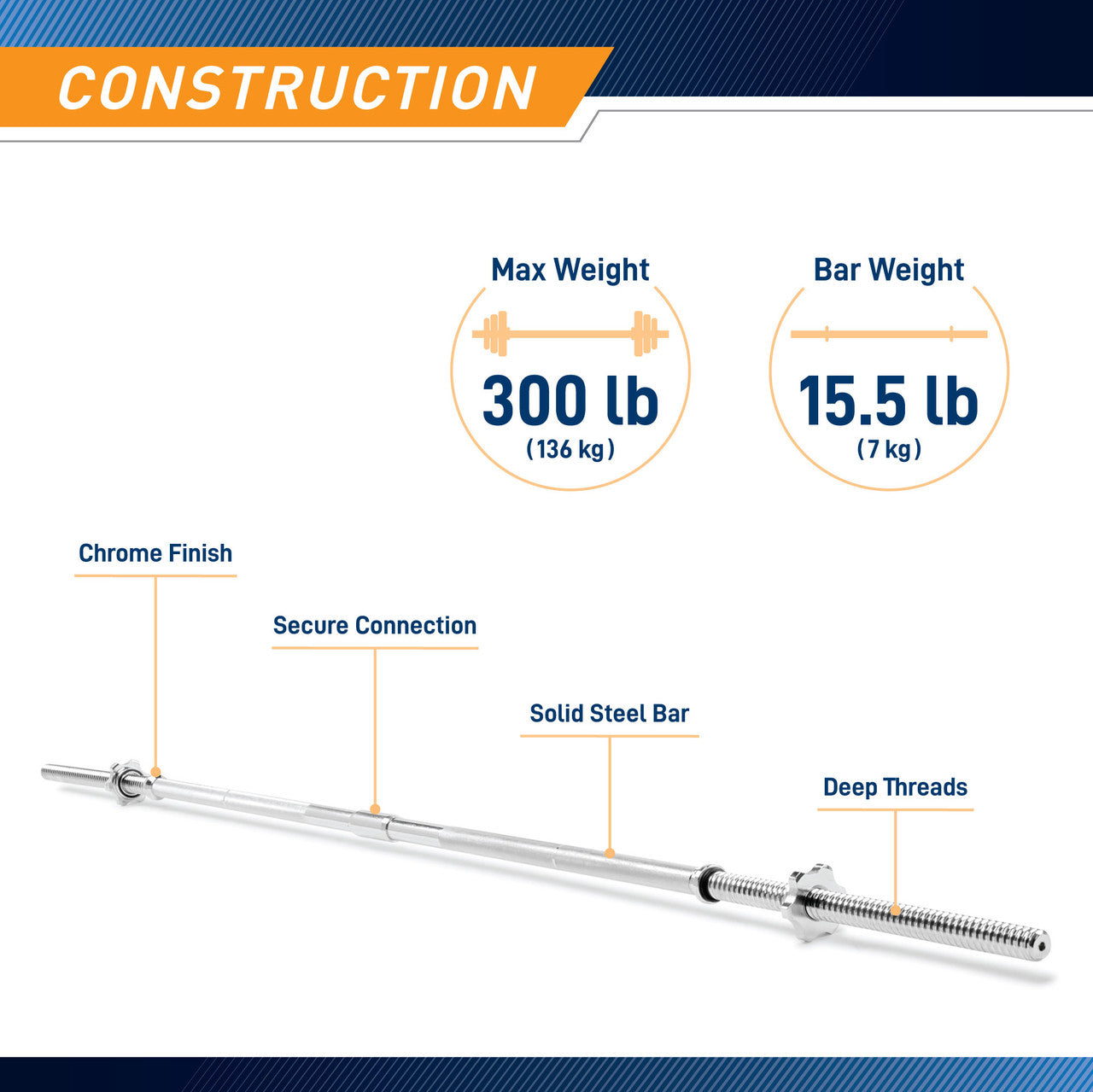 Marcy Standard 6' Weight Bar | TRB-72.2