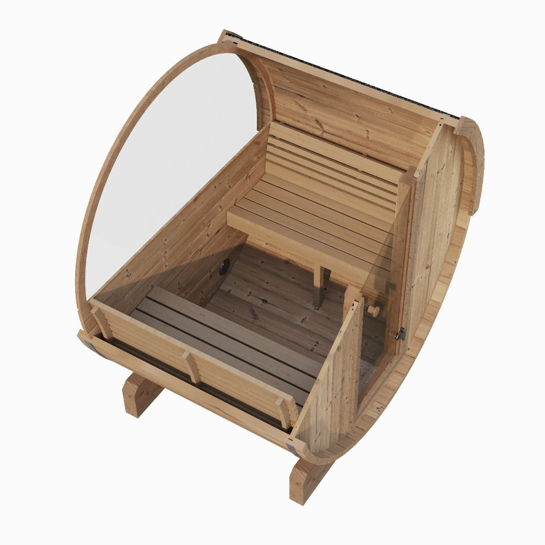 SaunaLife Model E6W 3 Person Outdoor Barrel Sauna
