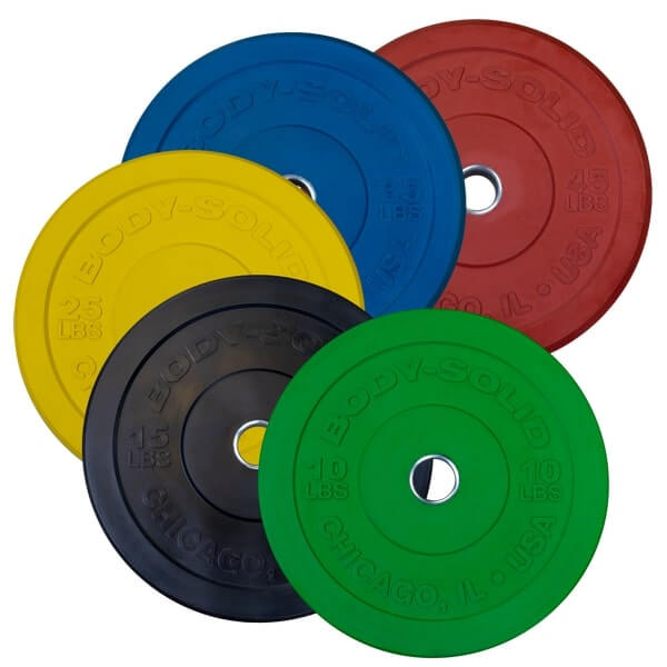 Body-Solid 260lb Chicago Extreme Colored Bumper Plate Set OBPXC260