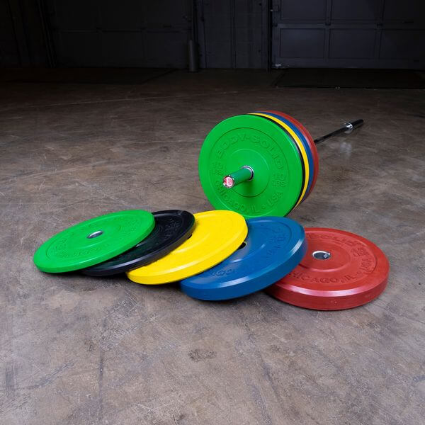 Body-Solid 260lb Chicago Extreme Colored Bumper Plate Set OBPXC260