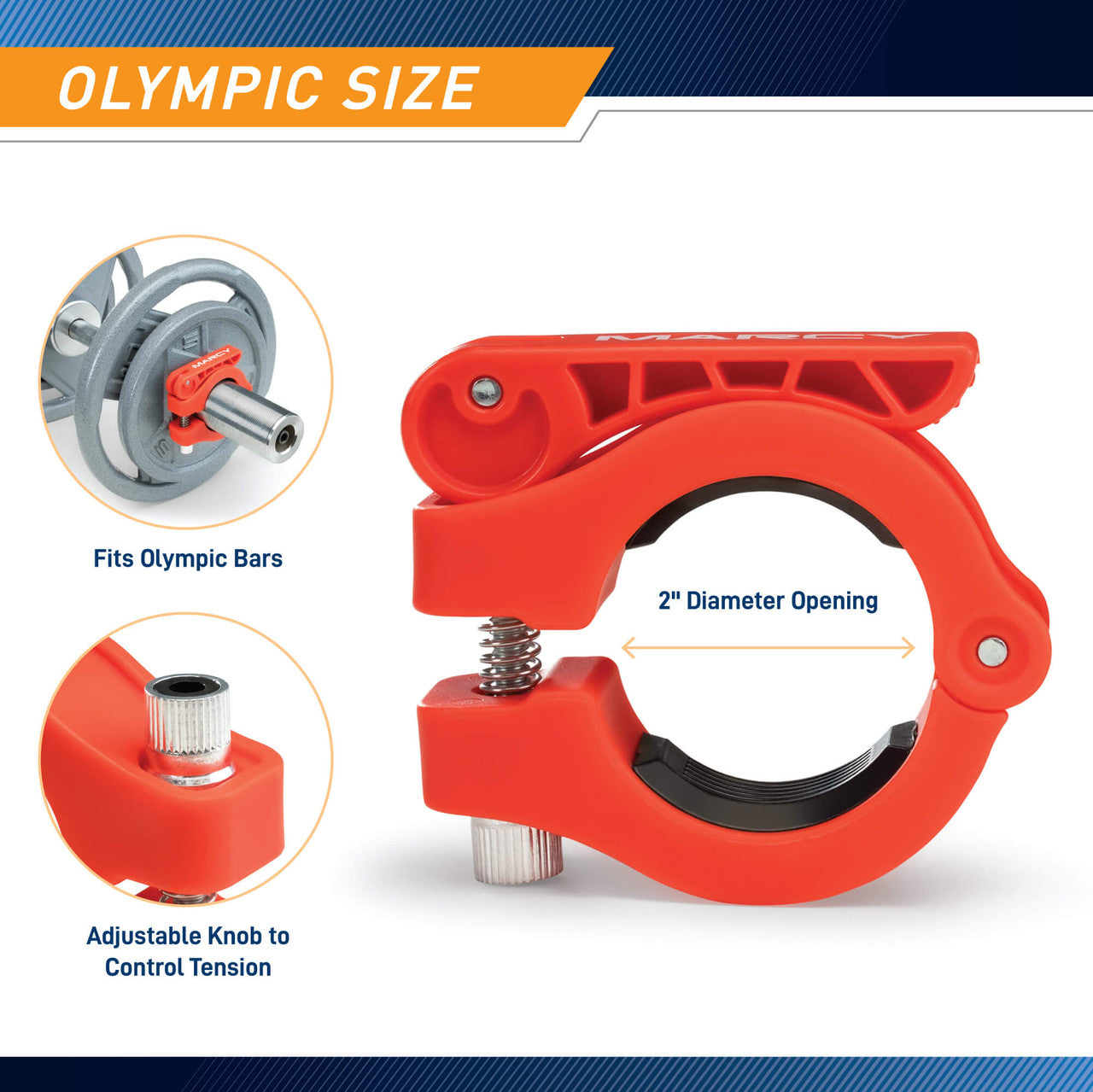 Olympic Barbell Lock Collar Clips to Secure Olympic Weight Plates | Marcy - In Red, Black, Blue, or Pink
