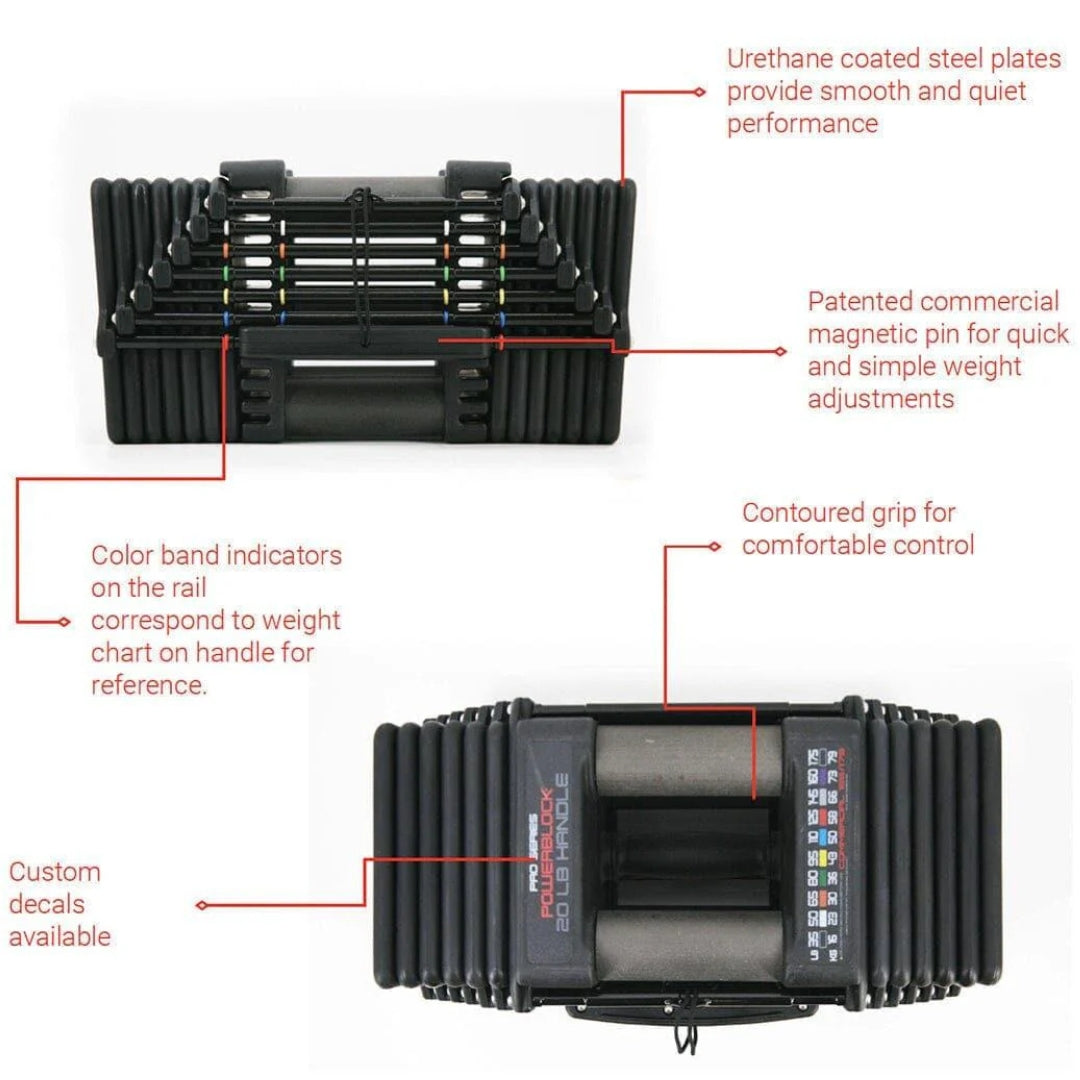 PowerBlock Commercial Pro 50 Adjustable Dumbbells