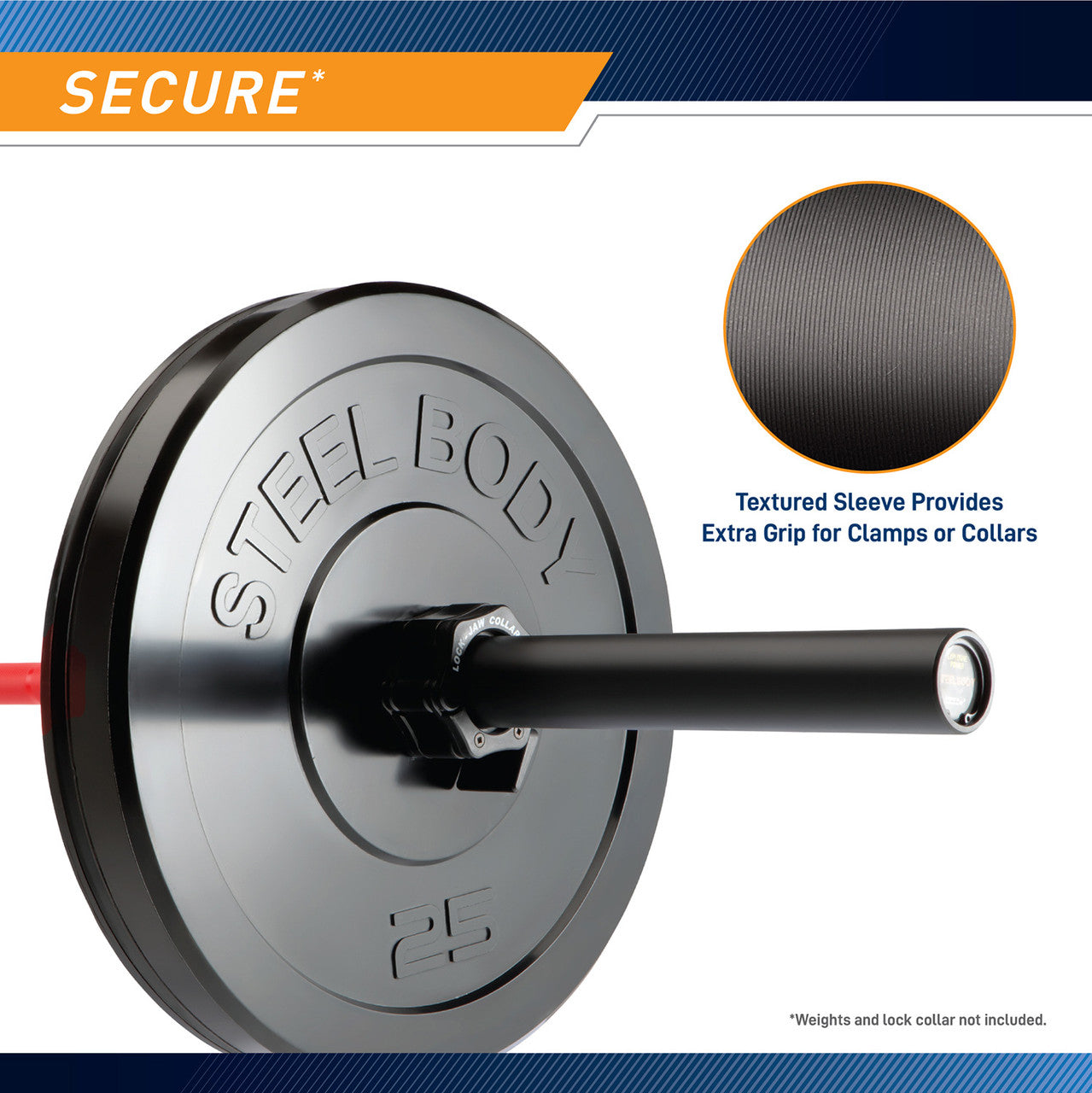 Red and Black 45lb Olympic Barbell | SteelBody STB-1500RB