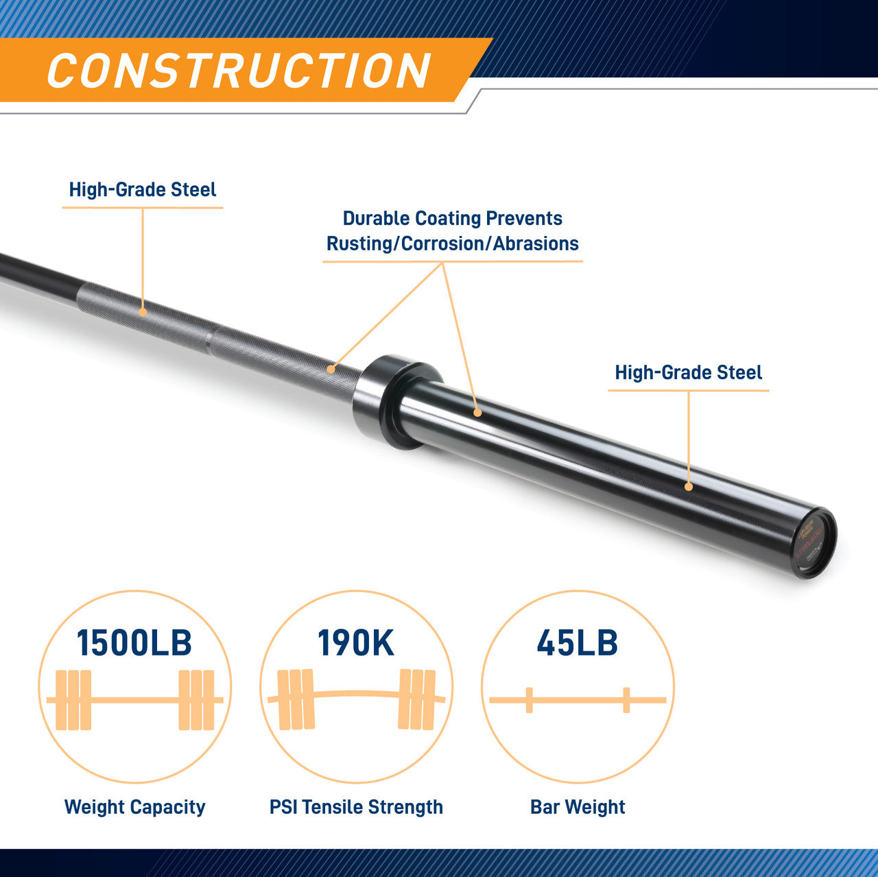 45lb Olympic Barbell | SteelBody STB-75
