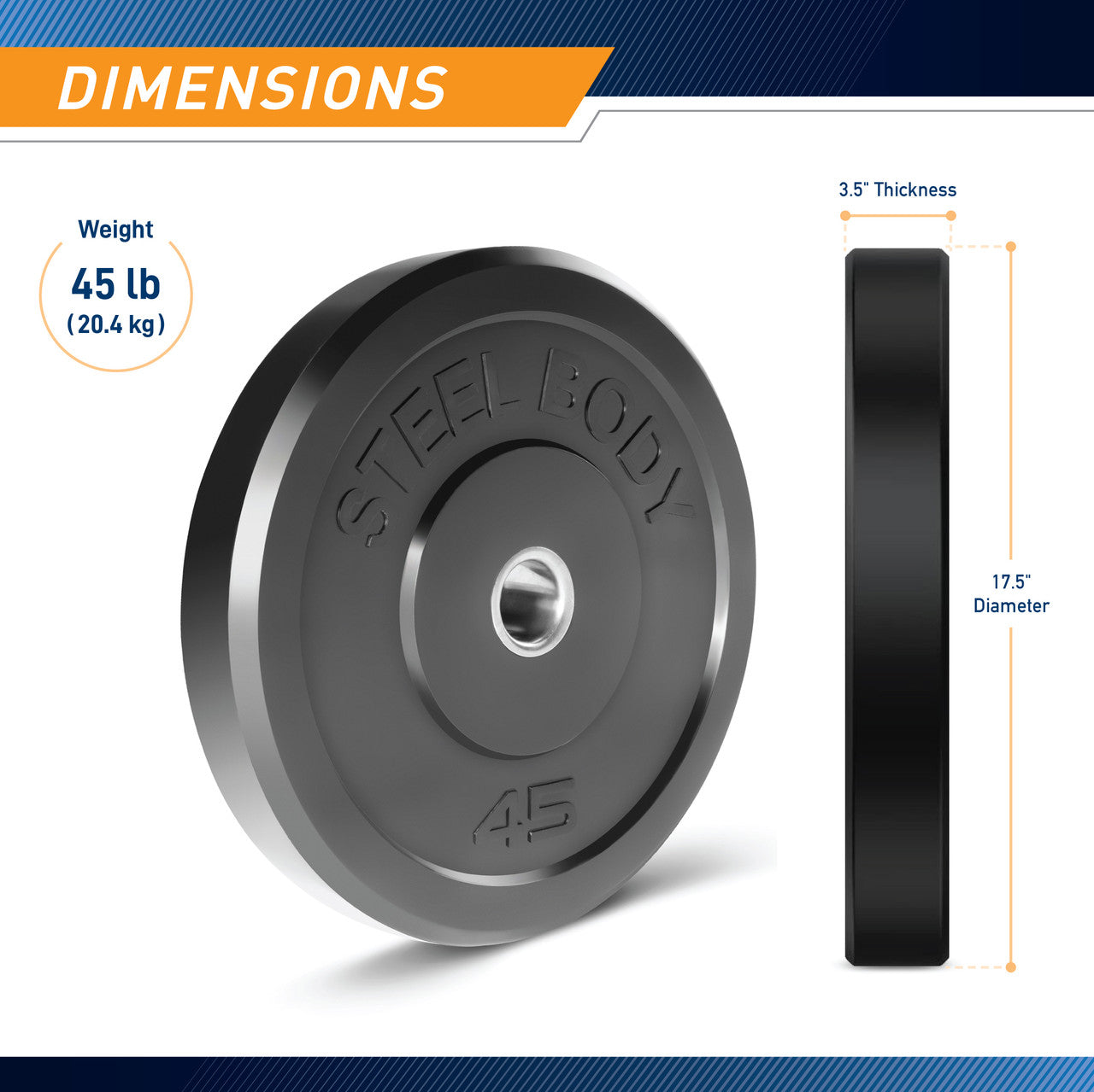 45lb Olympic Bumper Plate | SteelBody STBR-0045