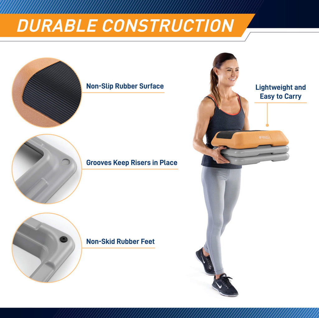 Adjustable Aerobic Step Platform with 2 Risers in multiple Colors - Ci ...