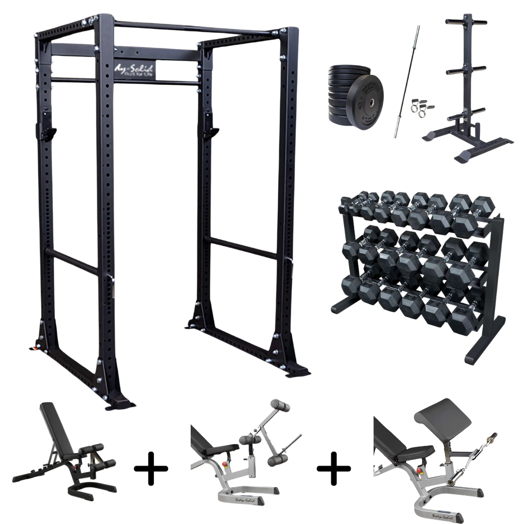 Power Rack With Bench And Weights - Home Gym Bundle