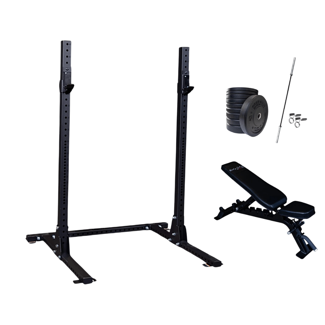Squat Stand With Bench And Weights Starter Bundle