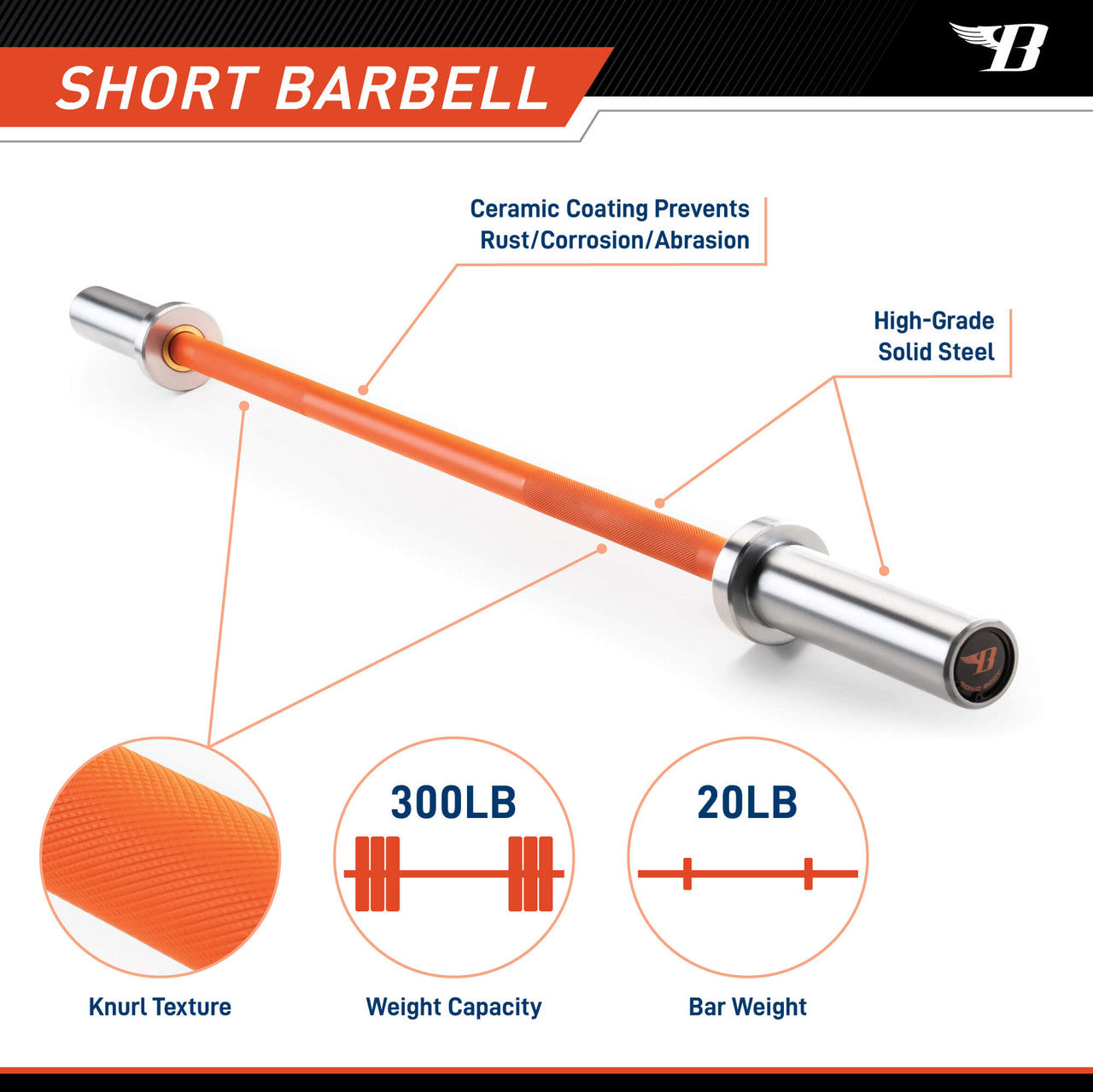 Short Olympic Barbell Weight Set 47” w/ Weight Plates collars BBOB-7645 | Bionic Body