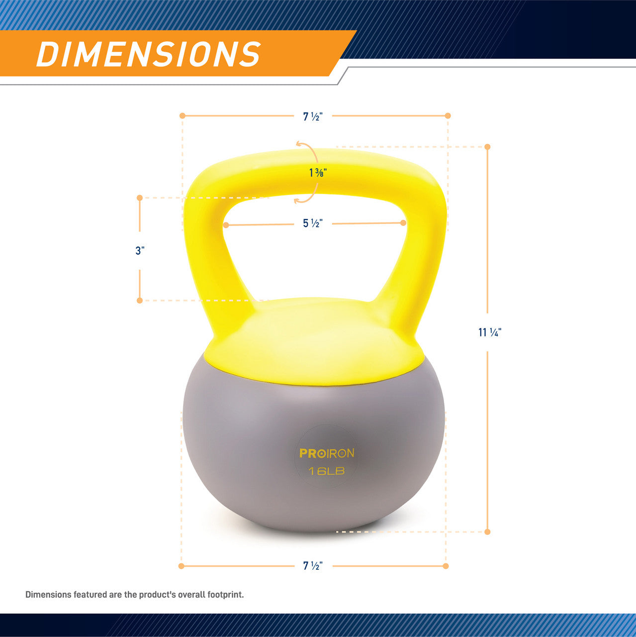 Soft Kettlebell 16lbs filled with Iron Sand, Non-Slip Handle, Kettle Weight for Exercise Workouts PRO-HL16L |  ProIron