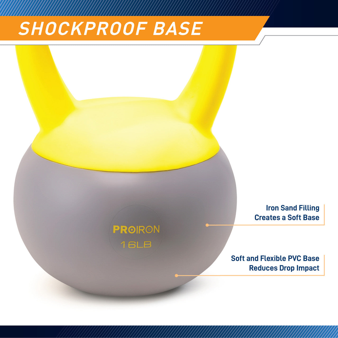 Soft Kettlebell 16lbs filled with Iron Sand, Non-Slip Handle, Kettle Weight for Exercise Workouts PRO-HL16L |  ProIron