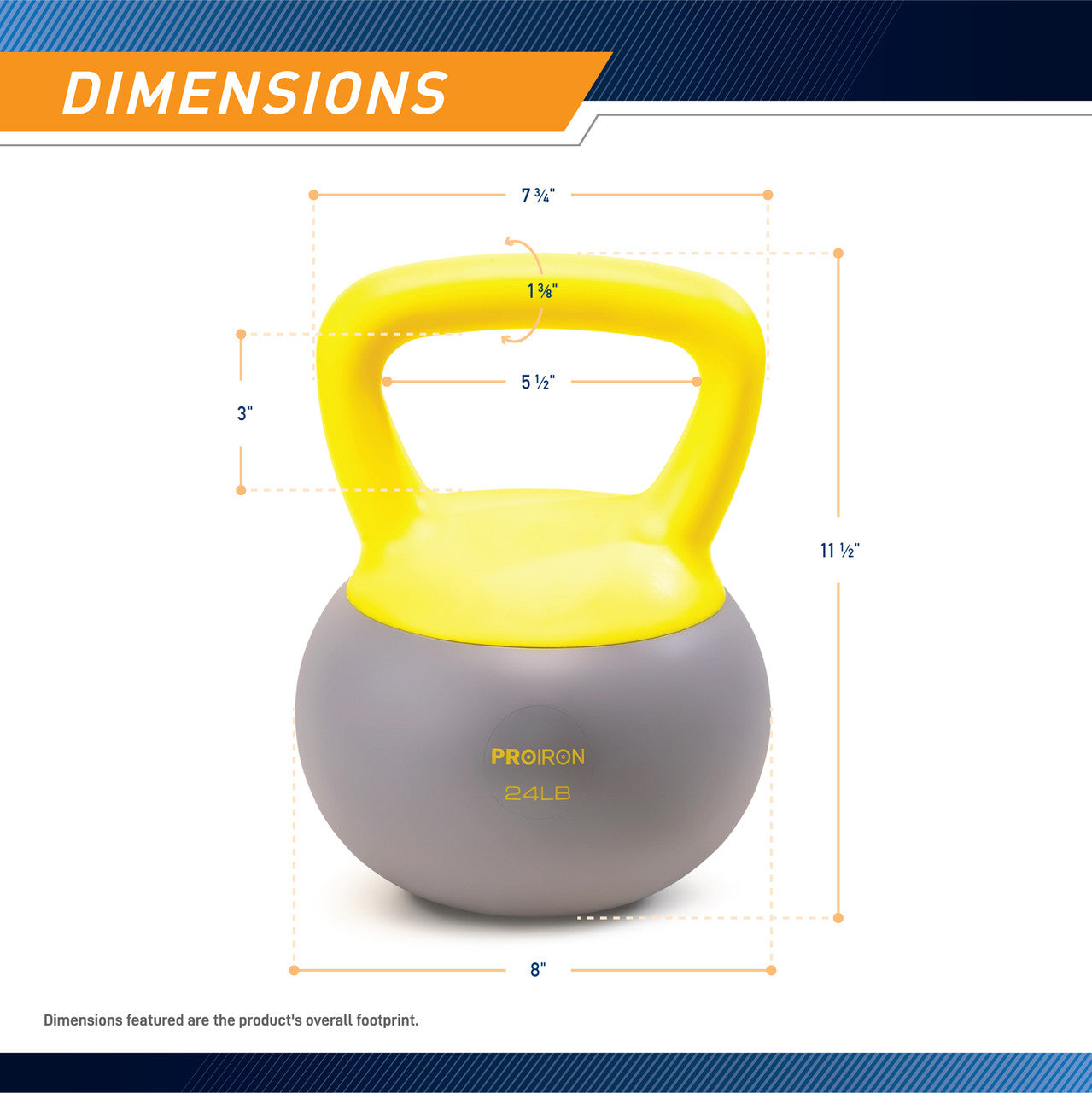 Soft Kettlebell 24lbs filled with Iron Sand, Non-Slip Handle, Kettle Weight for Exercise Workouts PRO-HL24L |  ProIron