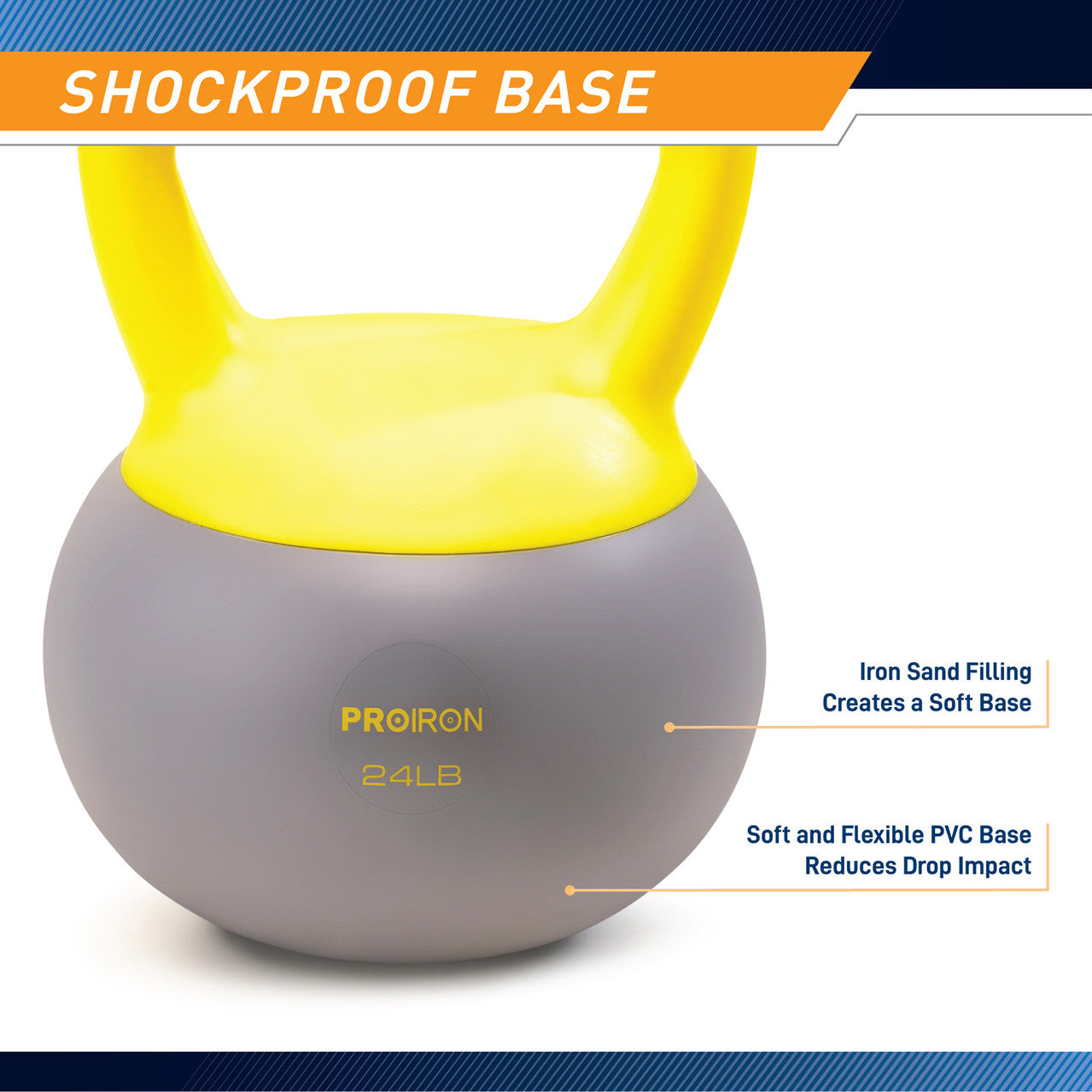Soft Kettlebell 24lbs filled with Iron Sand, Non-Slip Handle, Kettle Weight for Exercise Workouts PRO-HL24L |  ProIron