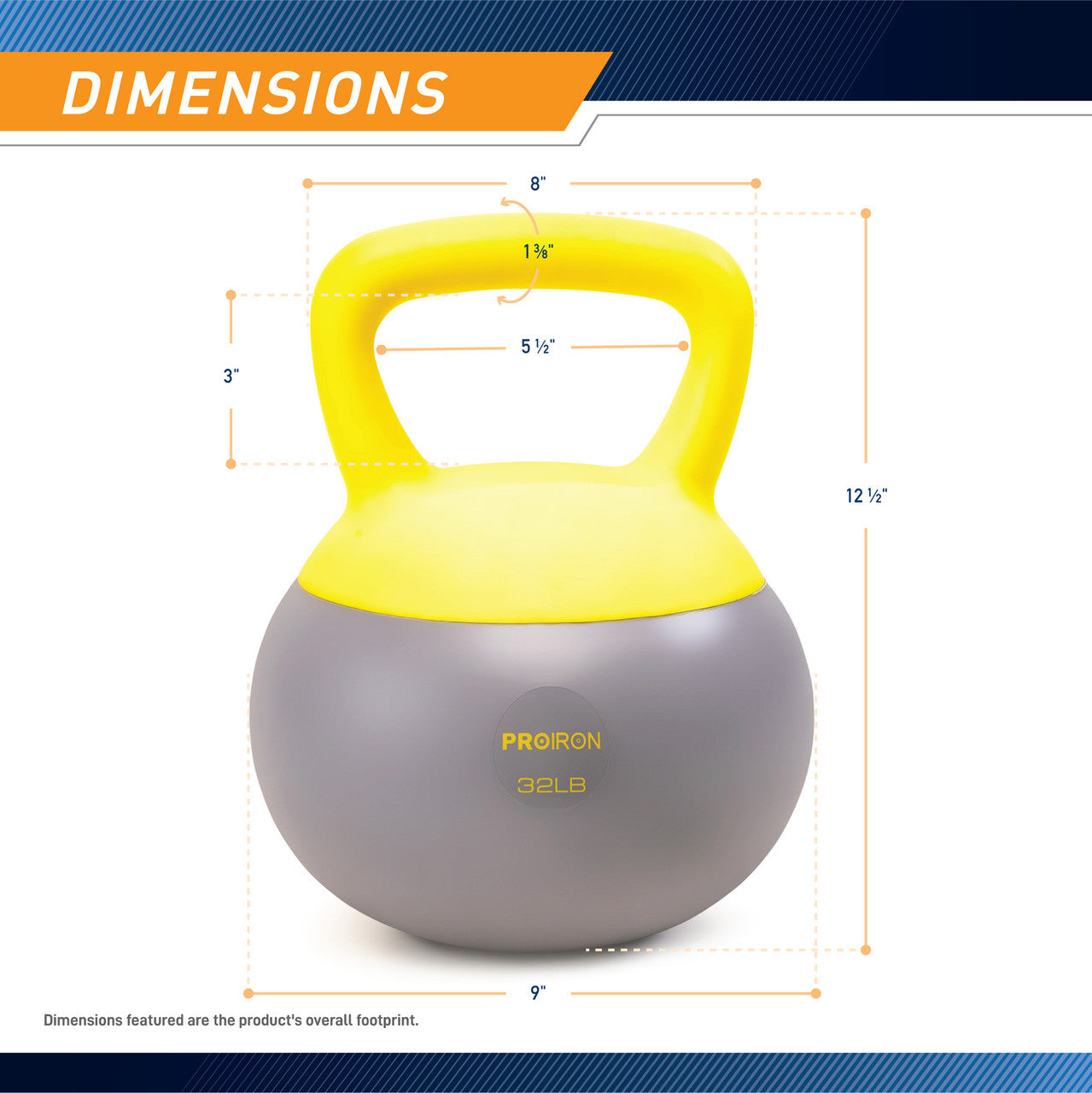 Soft Kettlebell 32lbs filled with Iron Sand, Non-Slip Handle, Kettle Weight for Exercise Workouts PRO-HL32L |  ProIron