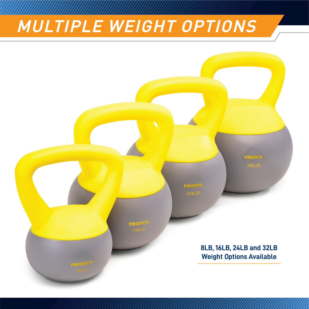 Soft Kettlebell 32lbs filled with Iron Sand, Non-Slip Handle, Kettle Weight for Exercise Workouts PRO-HL32L |  ProIron