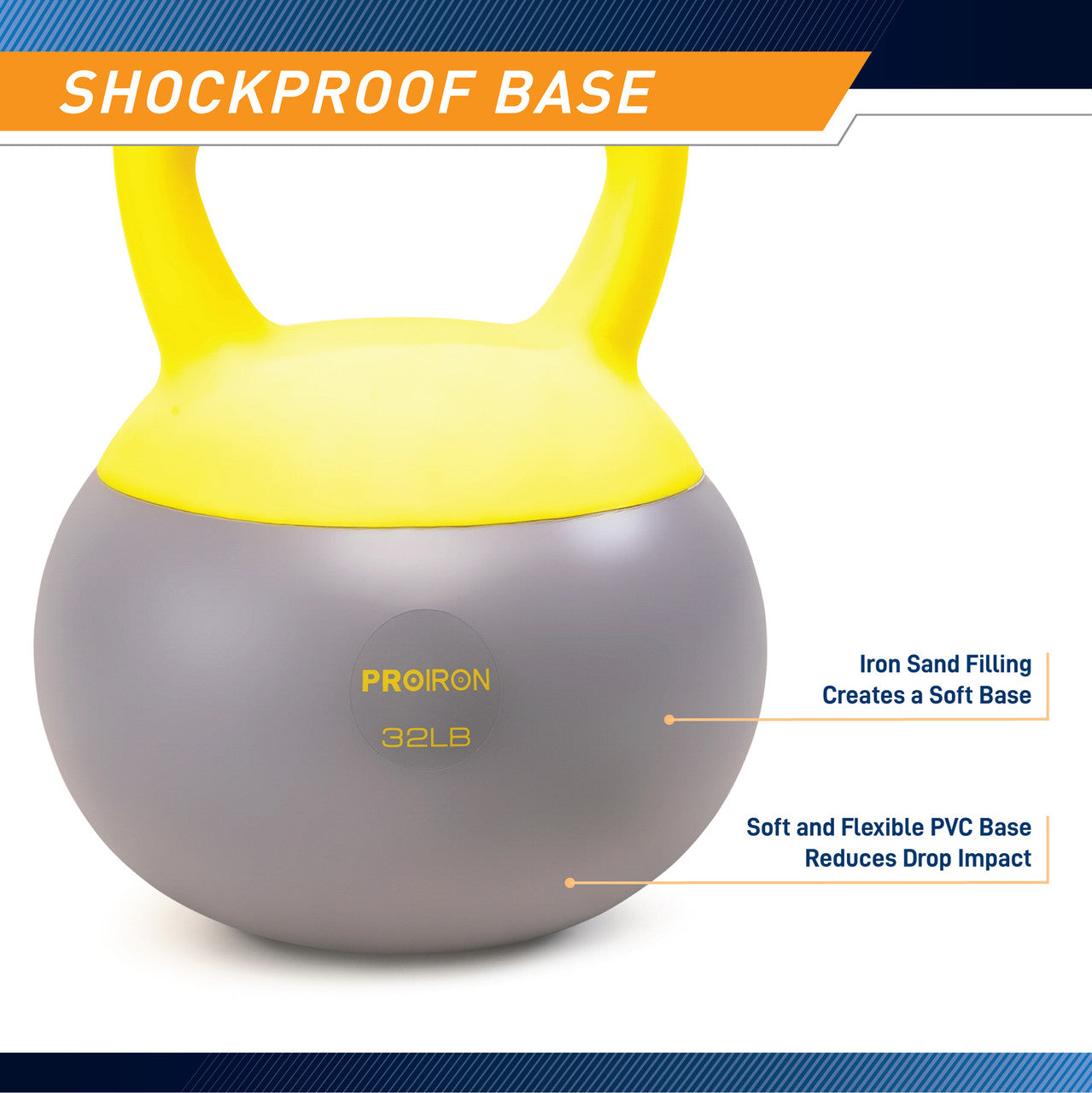 Soft Kettlebell 32lbs filled with Iron Sand, Non-Slip Handle, Kettle Weight for Exercise Workouts PRO-HL32L |  ProIron