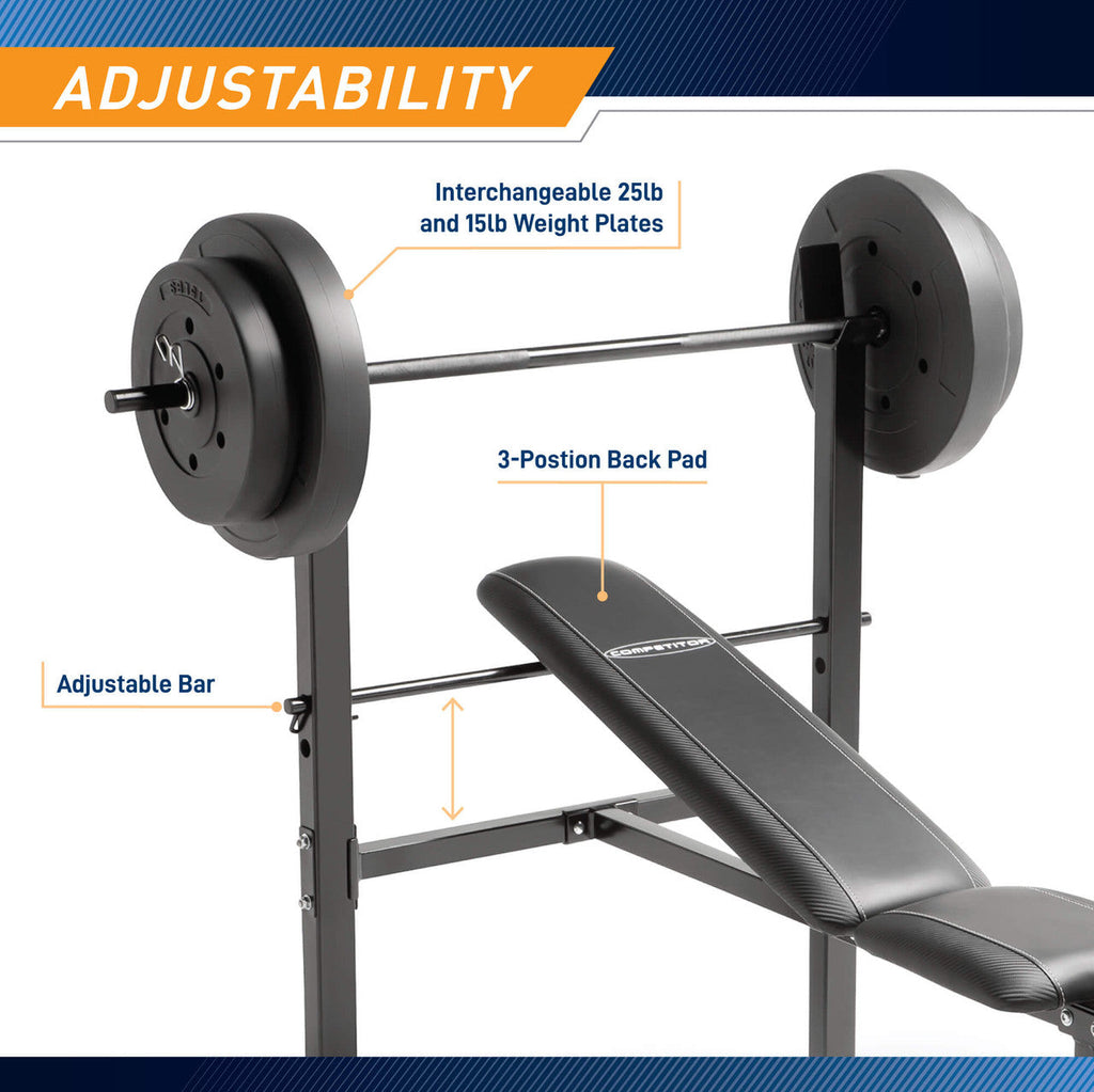Standard Adjustable Bench with 80 lb. Weight Set | Competitor CB-20111