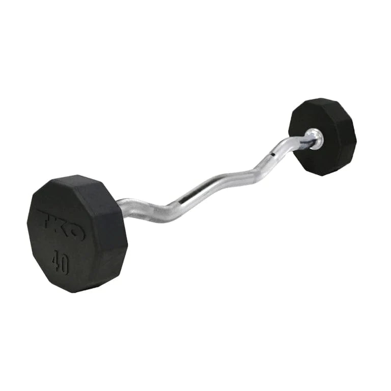 TKO Fixed Rubber Barbell Set With 10 Bar Rack