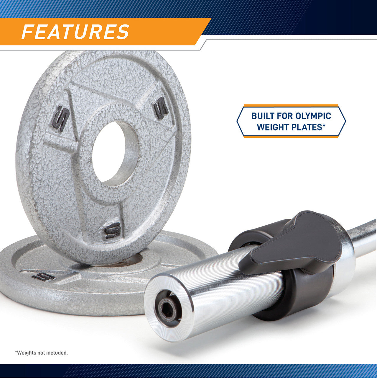 Marcy Solid Steel Olympic Curl Bar | Chrome-Plated Weight Bar | SOC-49