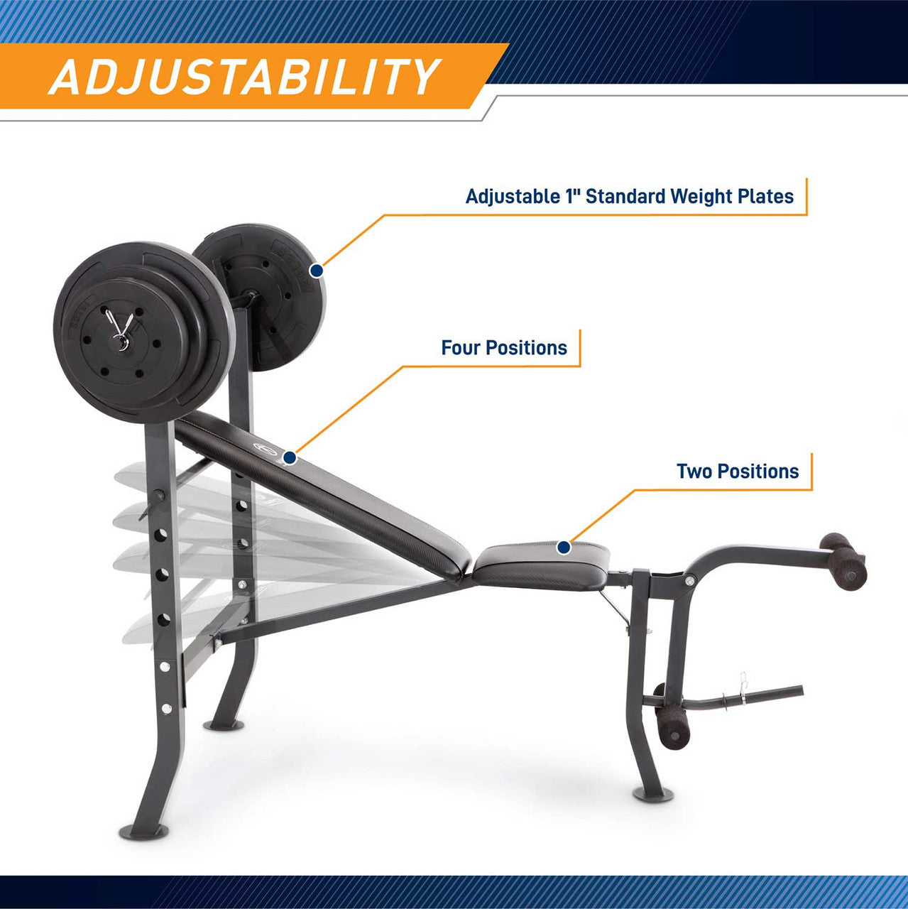 Standard Bench with 100lb Weight Set | Marcy Diamond Elite MD-2082W