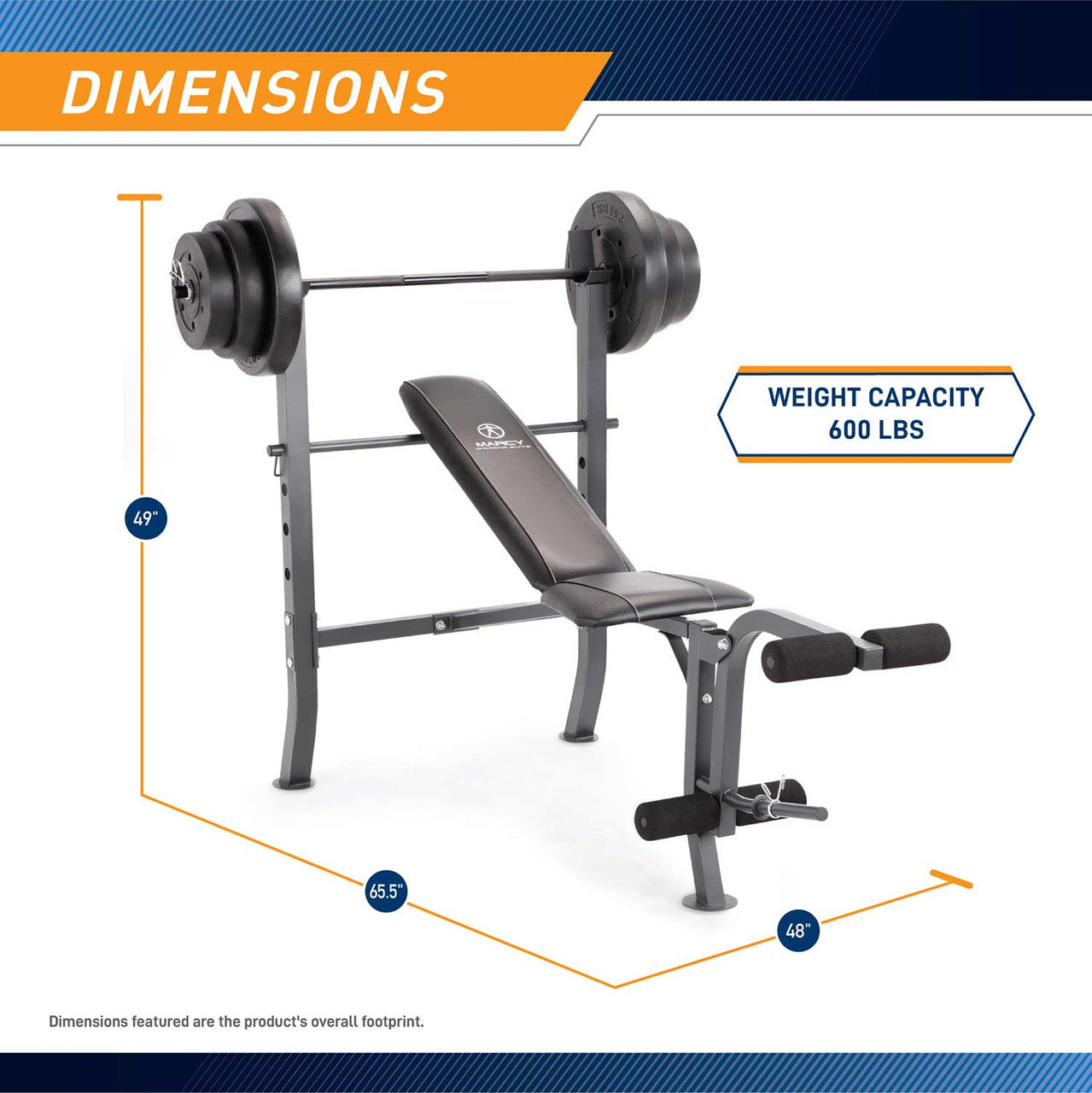 Standard Bench with 100lb Weight Set | Marcy Diamond Elite MD-2082W