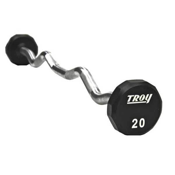 Troy Barbell 12-Sided Fixed Urethane Barbell Set with Horizontal Barbell Rack