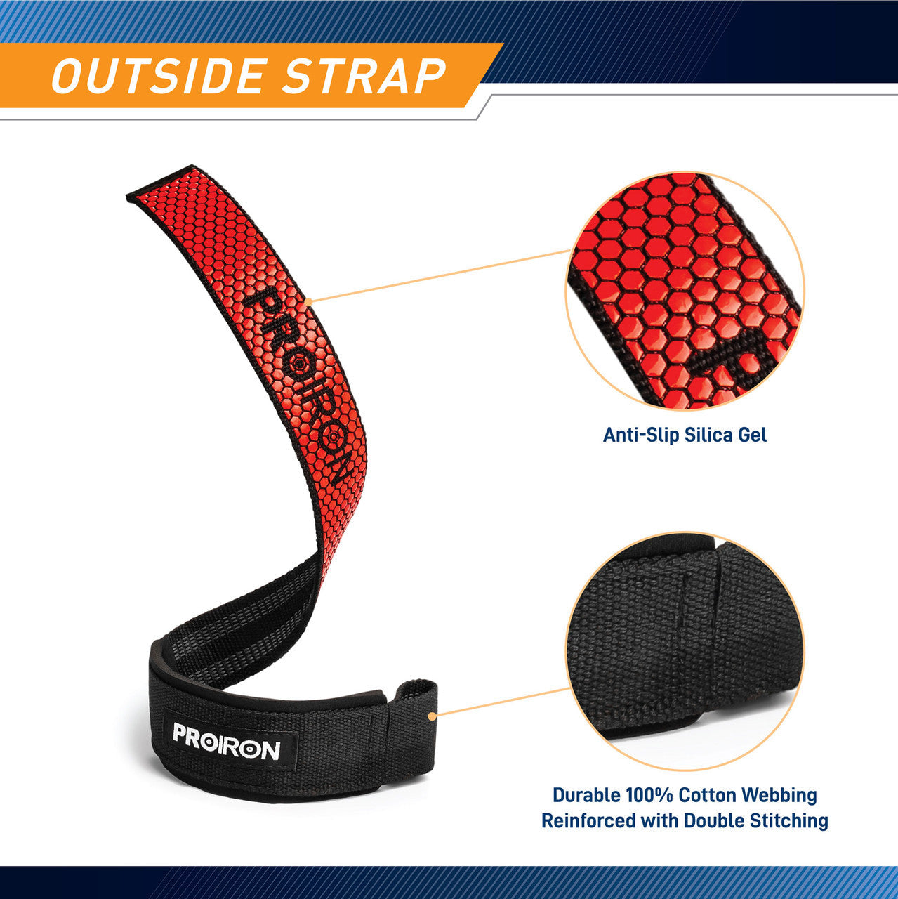 Weight Lifting Straps to Improve Grip (Pair) | ProIron PRO-ZLD01-1
