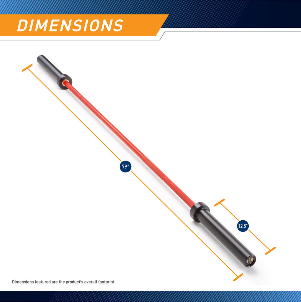 Women's Red and Black 35lb Olympic Barbell | SteelBody STB-1000RB