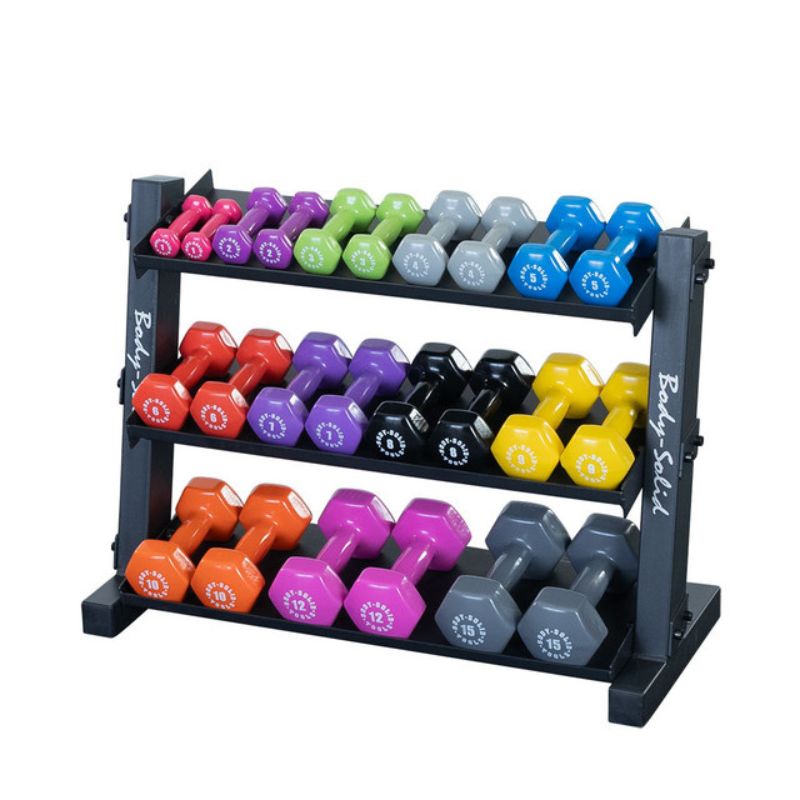 Body-Solid 3-Tier Vinyl and Neoprene Dumbbell Rack GDR34B