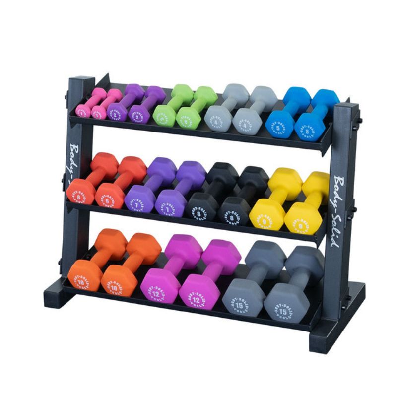 Body-Solid 3-Tier Vinyl and Neoprene Dumbbell Rack GDR34B