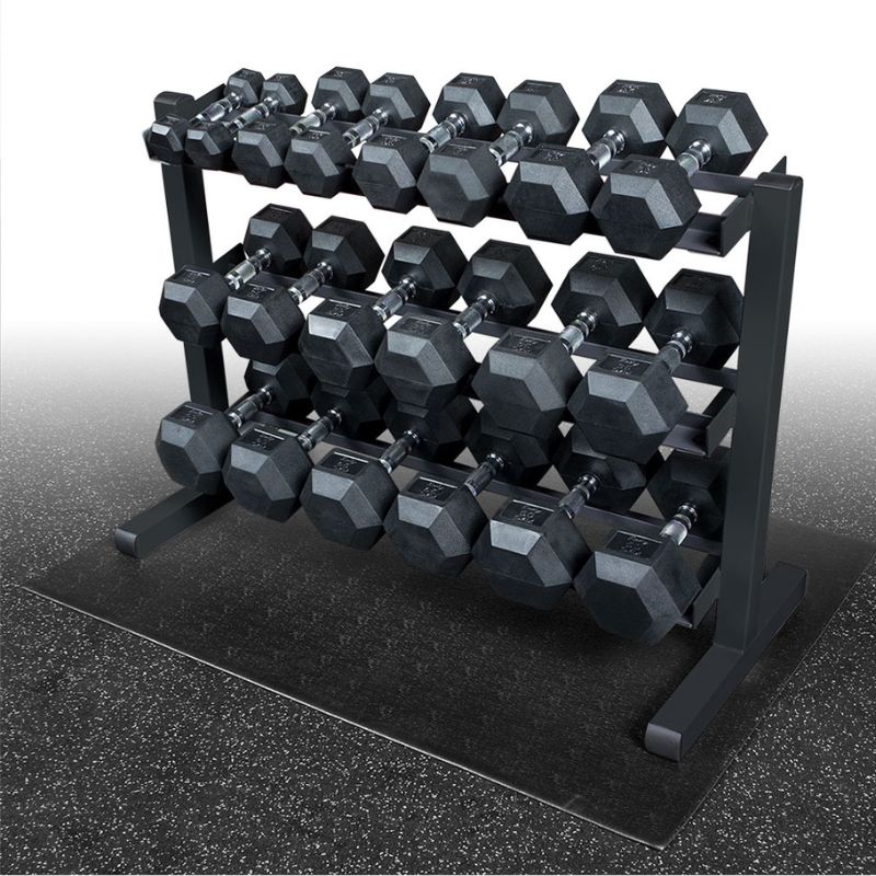 Body-Solid Rubber Hex Dumbbell 5-50lb Package