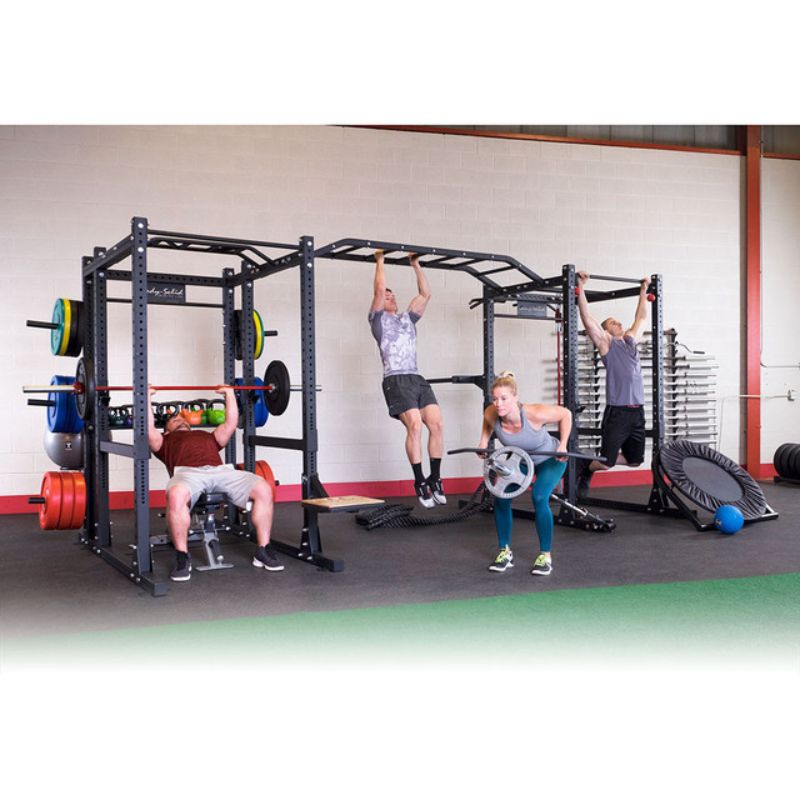 Body-Solid Pro Clubline Double Power Racks with Rear Extensions and Monkey Bars with Safety Straps SPR1000SSDBBack