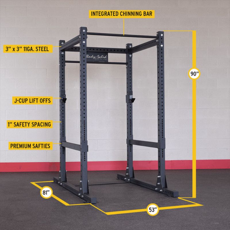 Body-Solid Pro Clubline Power Rack with Rear Extension and Safety Straps SPR1000SSBack