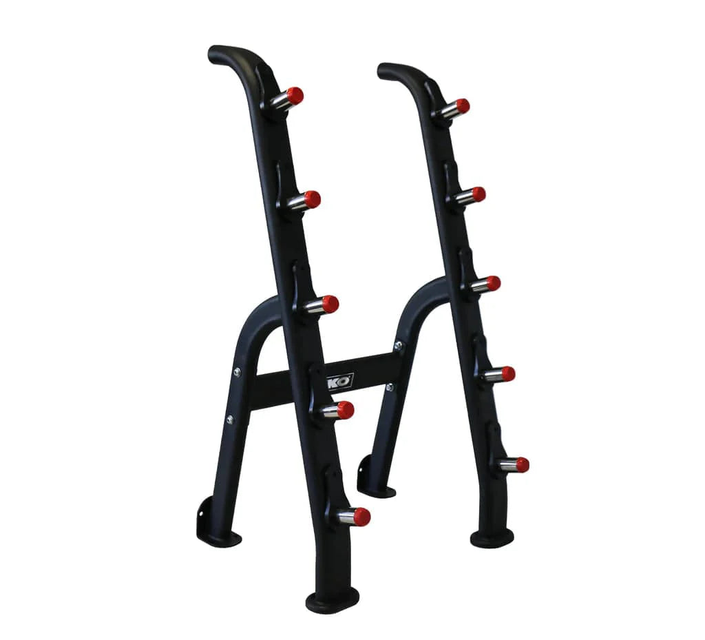 TKO Rubber Fixed Curl and Straight Barbell Set w/ 5 Bar Barbell Rack