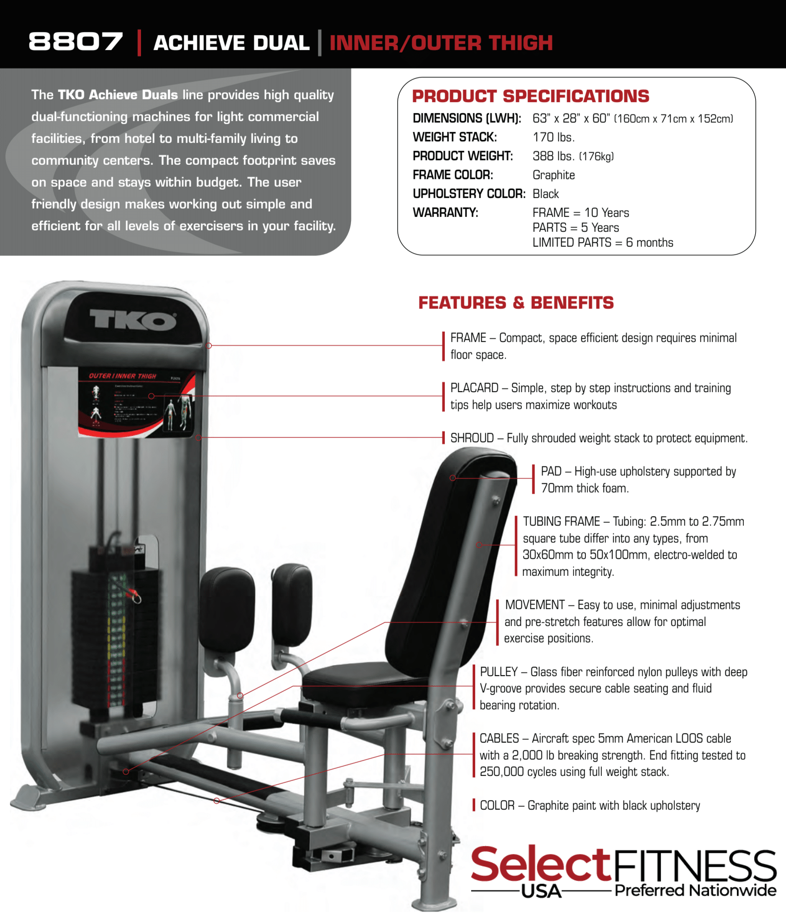 TKO Strength Dual Inner and Outer Thigh Machine 8807
